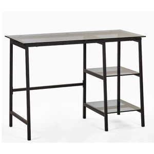 Julian Bowen Chicago Smoked Glass Home Office Desk with Minimalist Metal Frame - Sleek Furniture