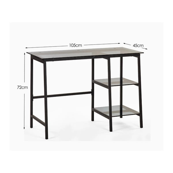 Julian Bowen Chicago Smoked Glass Home Office Desk with Minimalist Metal Frame - Sleek Furniture