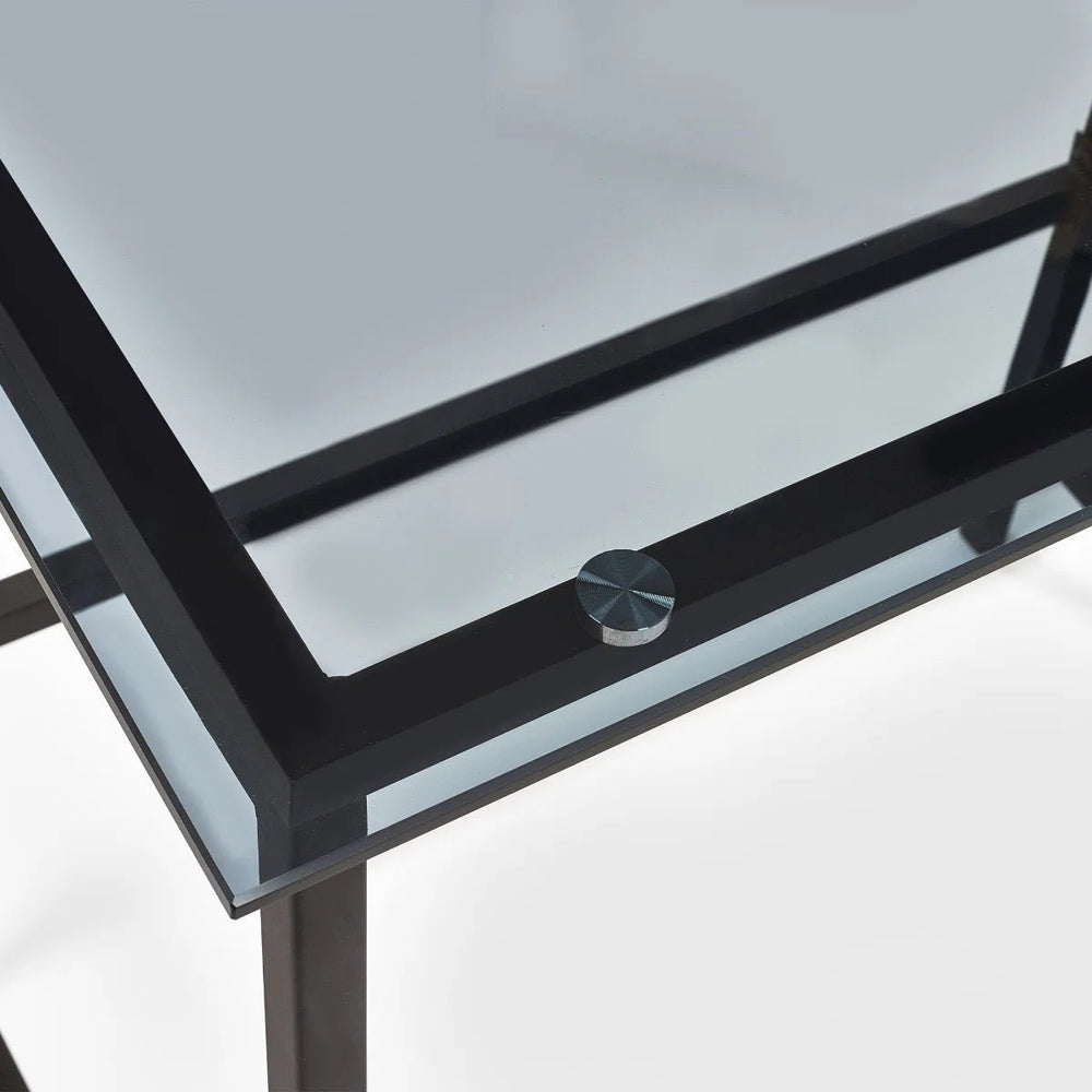 Julian Bowen Chicago Smoked Glass Home Office Desk with Minimalist Metal Frame - Sleek Furniture