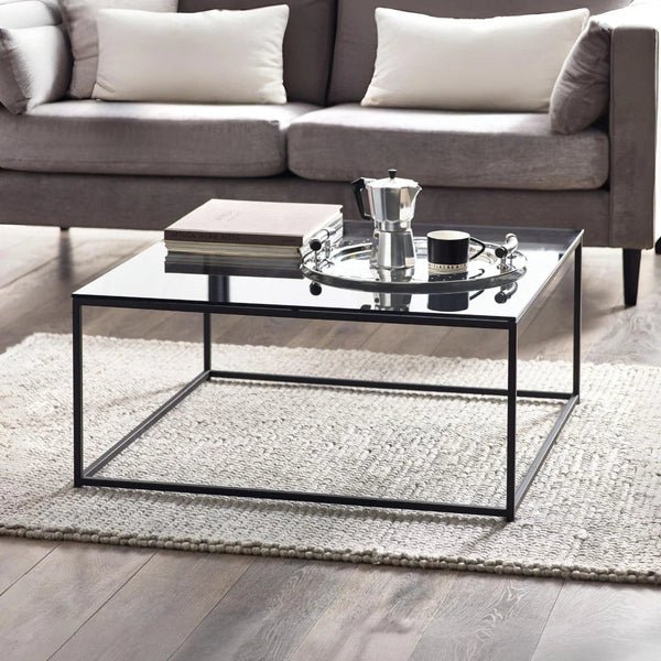 Julian Bowen Chicago Smoked Glass Square Coffee Table – Modern Contemporary Living Room Table - Sleek Furniture