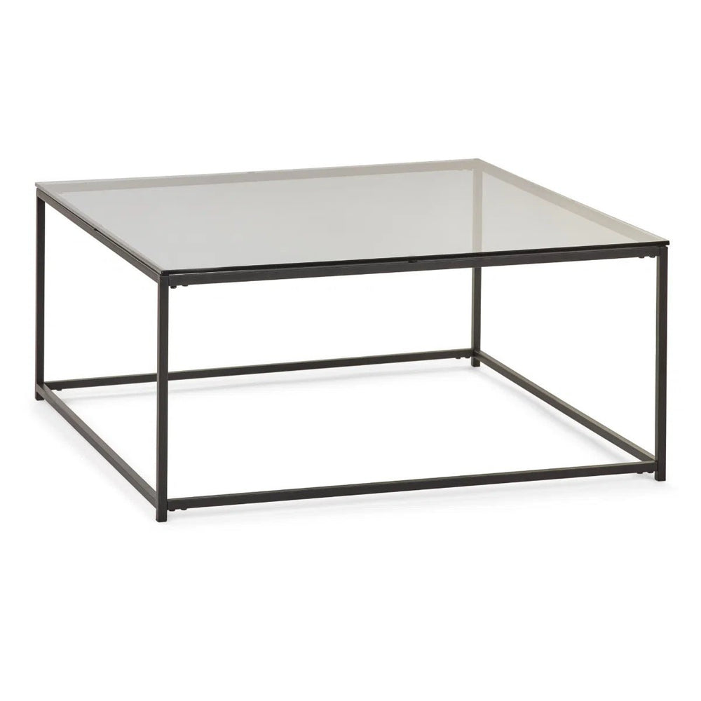 Julian Bowen Chicago Smoked Glass Square Coffee Table – Modern Contemporary Living Room Table - Sleek Furniture