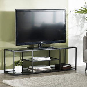 Julian Bowen Chicago Smoked Glass TV Unit with Modern Minimalist Design – 140cm Entertainment Stand - Sleek Furniture
