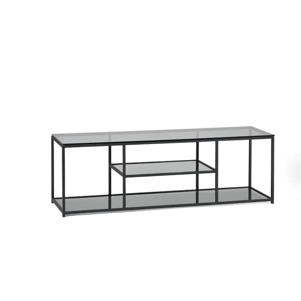 Julian Bowen Chicago Smoked Glass TV Unit with Modern Minimalist Design – 140cm Entertainment Stand - Sleek Furniture