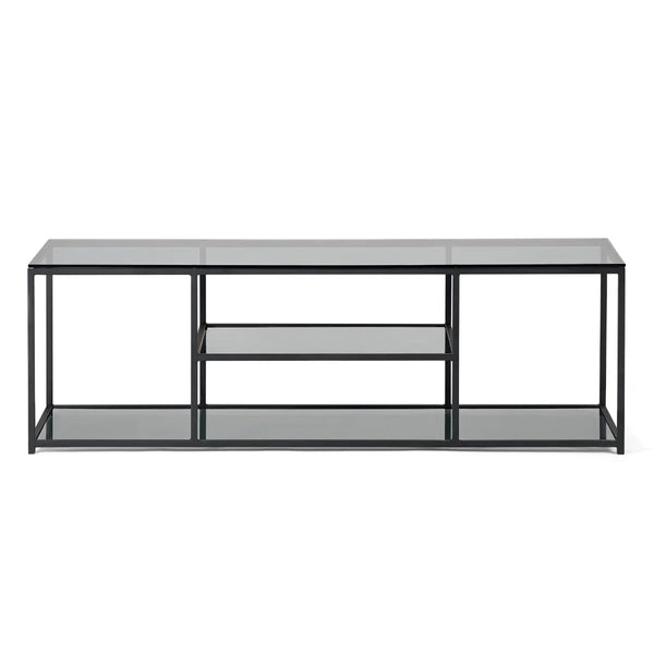 Julian Bowen Chicago Smoked Glass TV Unit with Modern Minimalist Design – 140cm Entertainment Stand - Sleek Furniture