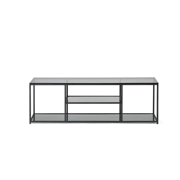 Julian Bowen Chicago Smoked Glass TV Unit with Modern Minimalist Design – 140cm Entertainment Stand - Sleek Furniture