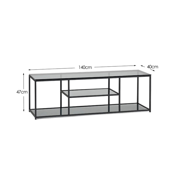 Julian Bowen Chicago Smoked Glass TV Unit with Modern Minimalist Design – 140cm Entertainment Stand - Sleek Furniture