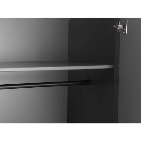 Julian Bowen Chloe 2 Door 1 Drawer Wardrobe in Storm Grey – Modern Wooden Bedroom Storage Cabinet with Hanging Rail & Drawer - Sleek Furniture