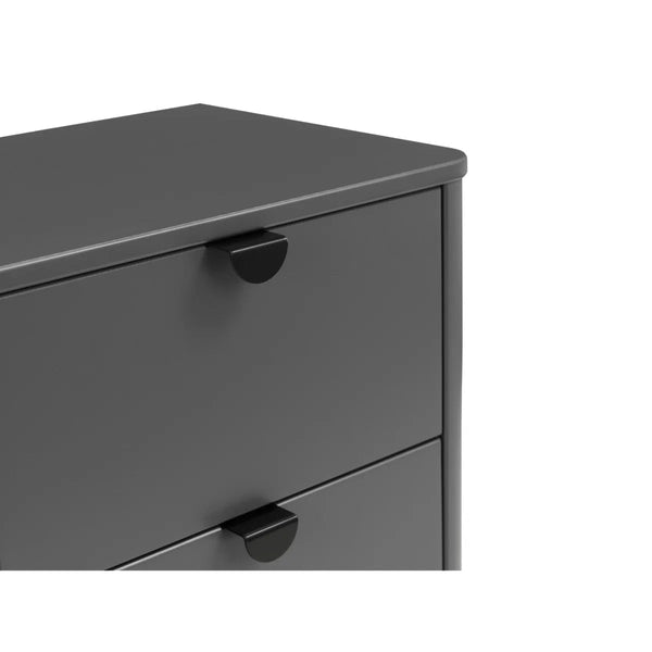 Julian Bowen Chloe 2 Drawer Bedside Table in Storm Grey with Satin Black Wooden Legs - Sleek Furniture