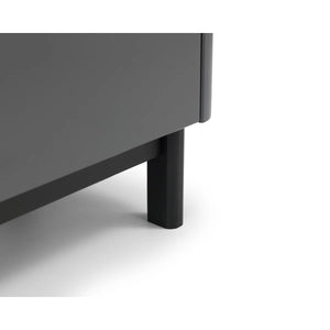 Julian Bowen Chloe 2 Drawer Bedside Table in Storm Grey with Satin Black Wooden Legs - Sleek Furniture