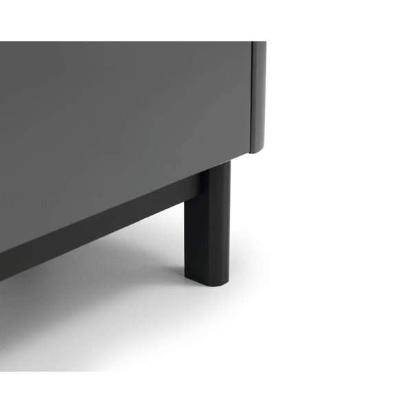 Julian Bowen Chloe 2 Drawer Bedside Table in Storm Grey with Satin Black Wooden Legs - Sleek Furniture
