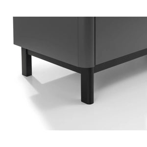 Julian Bowen Chloe 4 Drawer Chest – Storm Grey Lacquered Bedroom Storage Chest with Satin Black Wooden Legs & Handles - Sleek Furniture