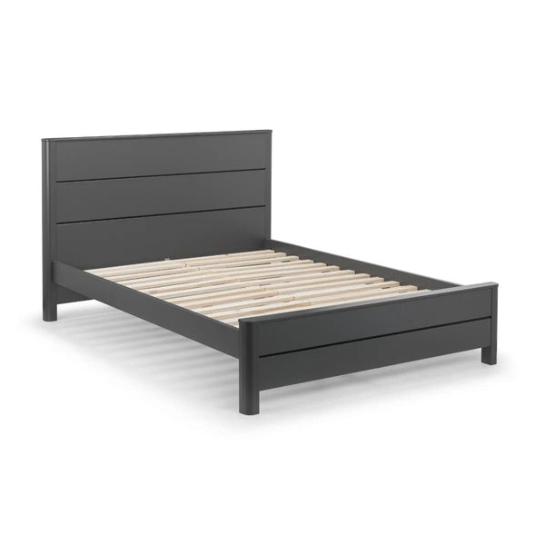 Chloe wooden bed frame with rounded headboard and footboard panels