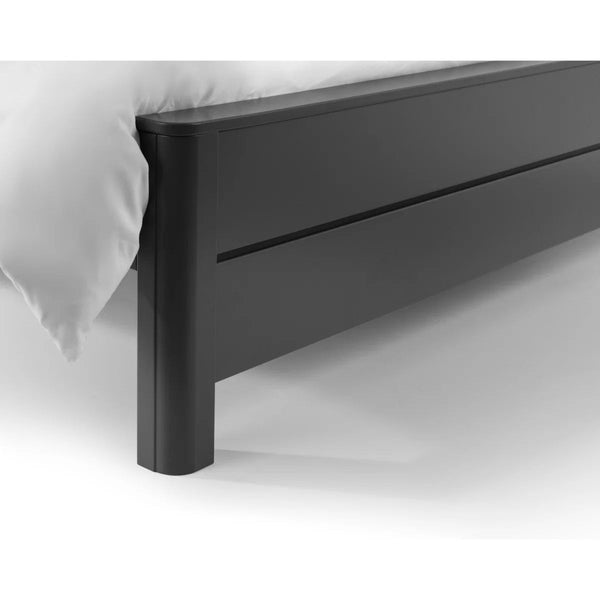Julian Bowen wooden bed frame showing storm grey lacquered finish