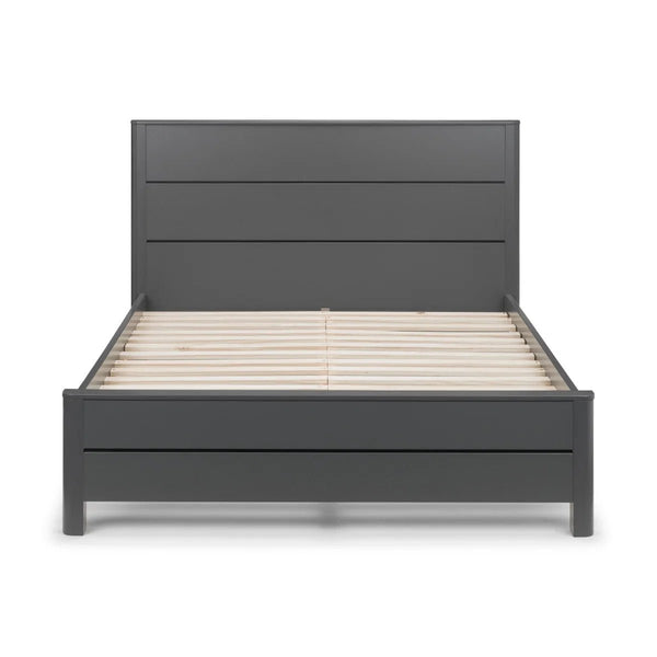 Storm grey Chloe bed frame with modern retro-inspired design