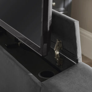 Julian Bowen Clara Dark Grey Side-Lift Ottoman TV Bed with Remote Control & Built-in Storage – Double - Sleek Furniture