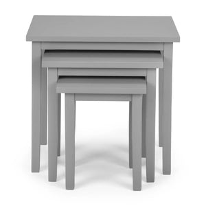 Julian Bowen Cleo Grey Nest of 3 Tables – Solid Malaysian Hardwood Space-Saving Side & Coffee Table Set - Sleek Furniture