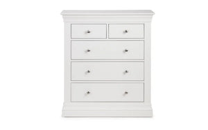 Julian Bowen Clermont 3+2 Drawer Chest in White Lacquer with Pine & MDF Construction - Sleek Furniture