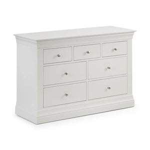 Julian Bowen Clermont 4+3 Drawer Chest in White Lacquer – French Style Wooden Bedroom Storage Cabinet - Sleek Furniture