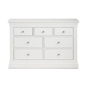 Julian Bowen Clermont 4+3 Drawer Chest in White Lacquer – French Style Wooden Bedroom Storage Cabinet - Sleek Furniture