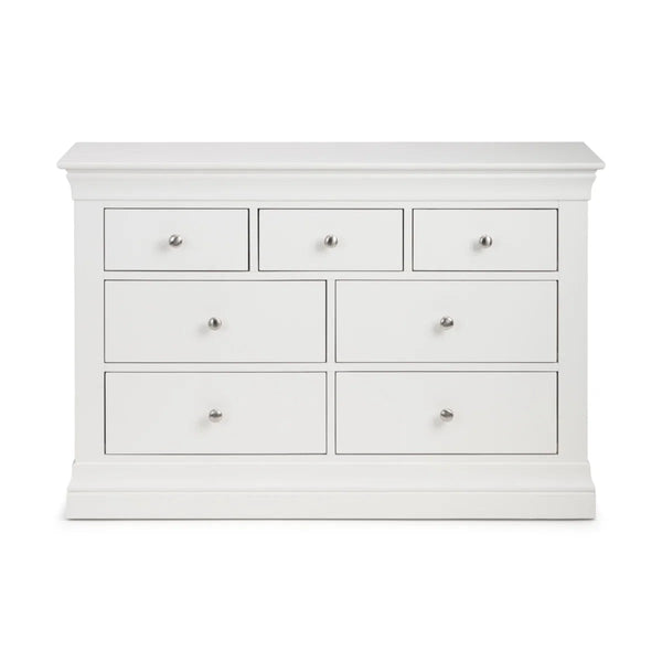 Julian Bowen Clermont 4+3 Drawer Chest in White Lacquer – French Style Wooden Bedroom Storage Cabinet - Sleek Furniture