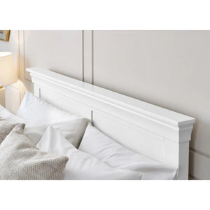 Julian Bowen Clermont Bed Frame in Surf White – Solid Pine & MDF French Style Bed with Pine Slats - Sleek Furniture