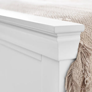 Julian Bowen Clermont Bed Frame in Surf White – Solid Pine & MDF French Style Bed with Pine Slats - Sleek Furniture