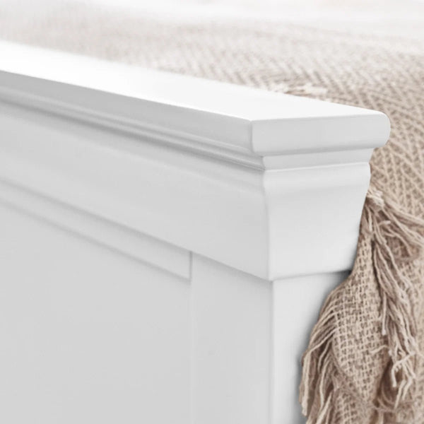 Julian Bowen Clermont Bed Frame in Surf White – Solid Pine & MDF French Style Bed with Pine Slats - Sleek Furniture