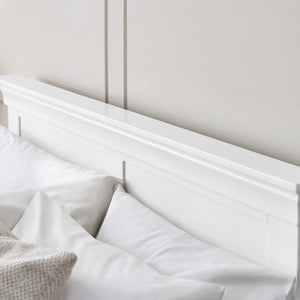 Julian Bowen Clermont Bed Frame in Surf White – Solid Pine & MDF French Style Bed with Pine Slats - Sleek Furniture