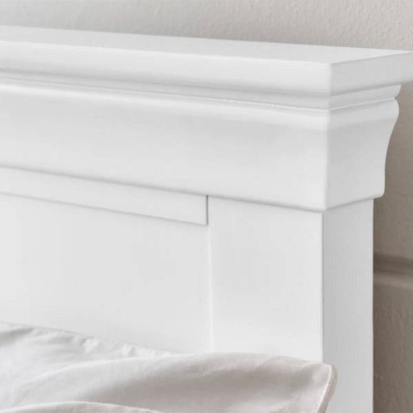 Julian Bowen Clermont Bed Frame in Surf White – Solid Pine & MDF French Style Bed with Pine Slats - Sleek Furniture