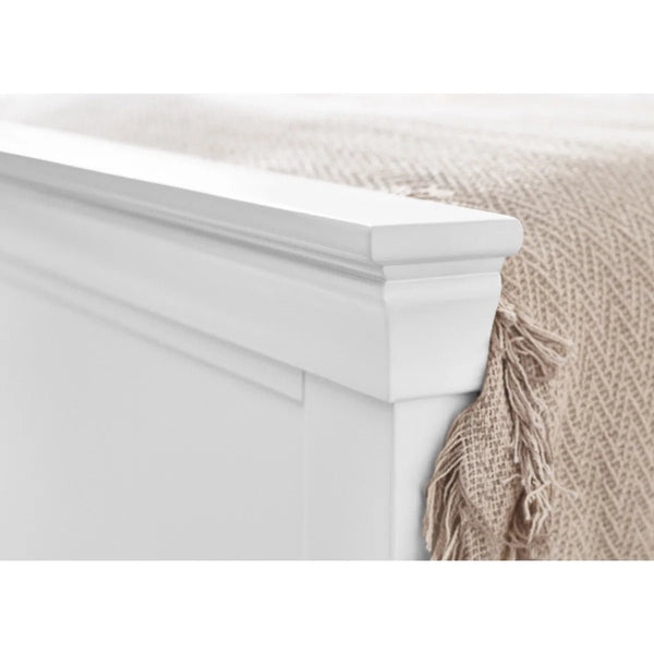 Julian Bowen Clermont Bed Frame in Surf White – Solid Pine & MDF French Style Bed with Pine Slats - Sleek Furniture