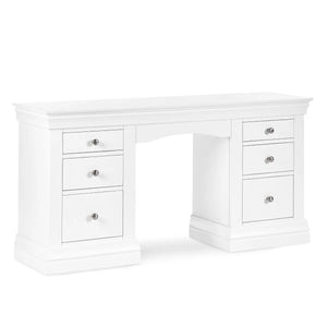 Julian Bowen Clermont Surf White Dressing Table with 6 Storage Drawers – French Inspired Wooden Vanity Table - Sleek Furniture