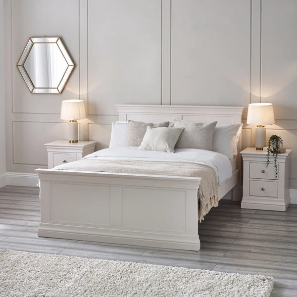 Julian Bowen Clermont Surf White Wooden Bed Frame with Solid Pine Slats - Sleek Furniture