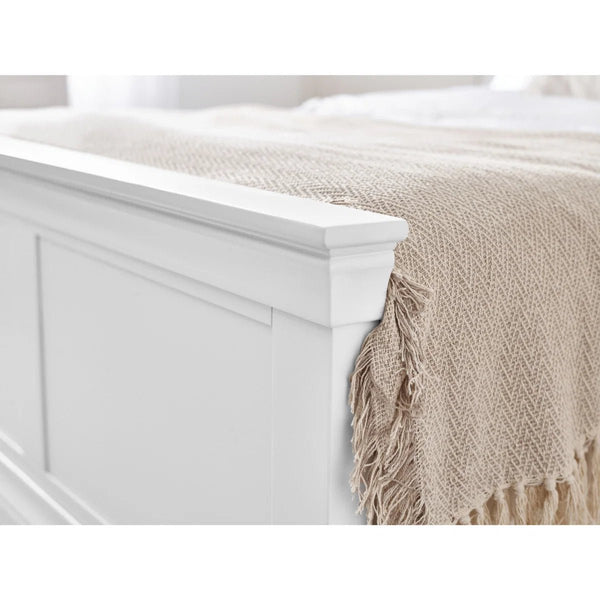Julian Bowen Clermont Surf White Wooden Bed Frame with Solid Pine Slats - Sleek Furniture