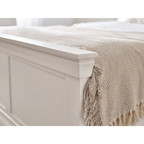 Julian Bowen Clermont Surf White Wooden Bed Frame with Solid Pine Slats - Sleek Furniture