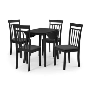 Julian Bowen Coast Black Double Drop Leaf Round Dining Table – Space Saving Folding Kitchen & Dining Table, 90cm - Sleek Furniture