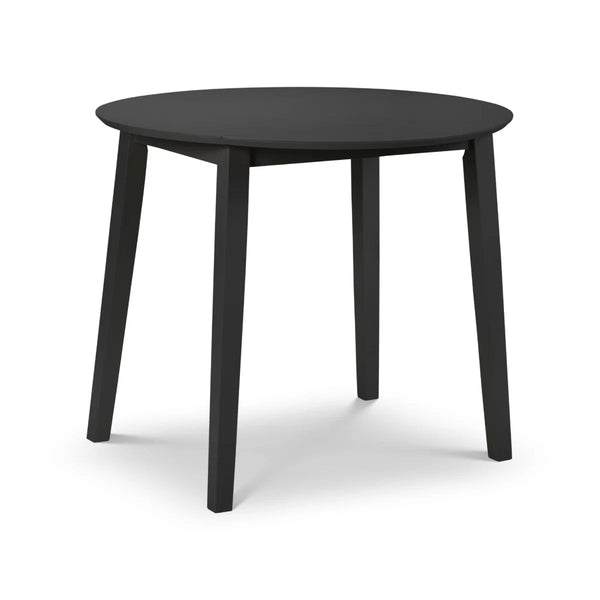 Julian Bowen Coast Black Double Drop Leaf Round Dining Table – Space Saving Folding Kitchen & Dining Table, 90cm - Sleek Furniture