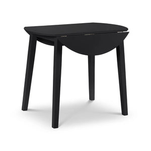 Julian Bowen Coast Black Double Drop Leaf Round Dining Table – Space Saving Folding Kitchen & Dining Table, 90cm - Sleek Furniture