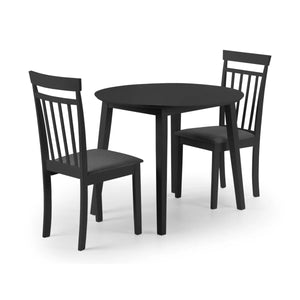 Julian Bowen Coast Black Double Drop Leaf Round Dining Table – Space Saving Folding Kitchen & Dining Table, 90cm - Sleek Furniture