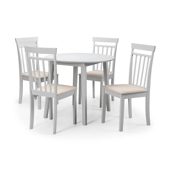 Julian Bowen Coast Grey Drop Leaf Round Dining Table – Space Saving Folding Dining Table for Small Kitchens & Dining Rooms - Sleek Furniture