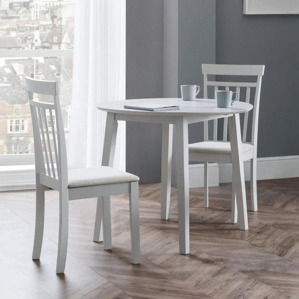Julian Bowen Coast Grey Drop Leaf Round Dining Table – Space Saving Folding Dining Table for Small Kitchens & Dining Rooms - Sleek Furniture