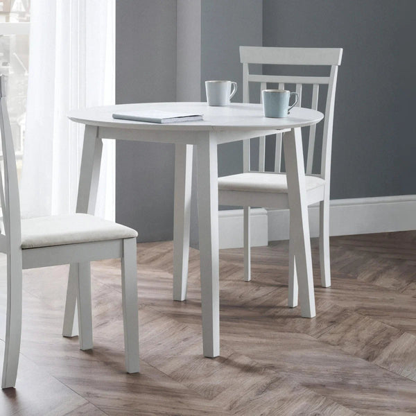Julian Bowen Coast Grey Drop Leaf Round Dining Table – Space Saving Folding Dining Table for Small Kitchens & Dining Rooms - Sleek Furniture