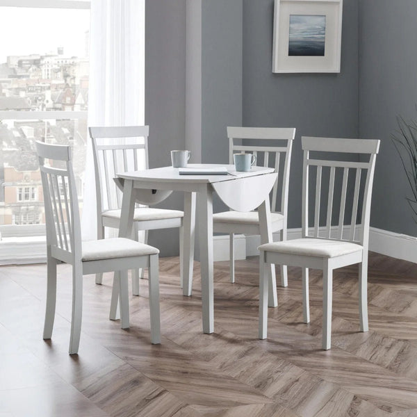 Julian Bowen Coast Grey Drop Leaf Round Dining Table – Space Saving Folding Dining Table for Small Kitchens & Dining Rooms - Sleek Furniture