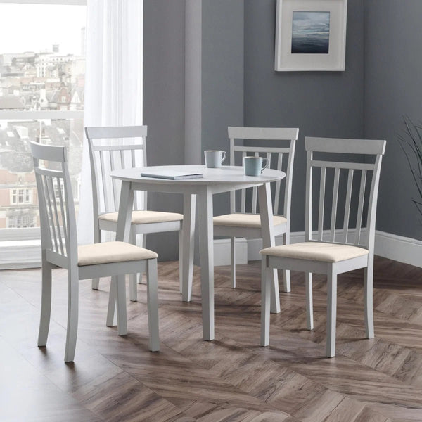 Julian Bowen Coast Grey Drop Leaf Round Dining Table – Space Saving Folding Dining Table for Small Kitchens & Dining Rooms - Sleek Furniture