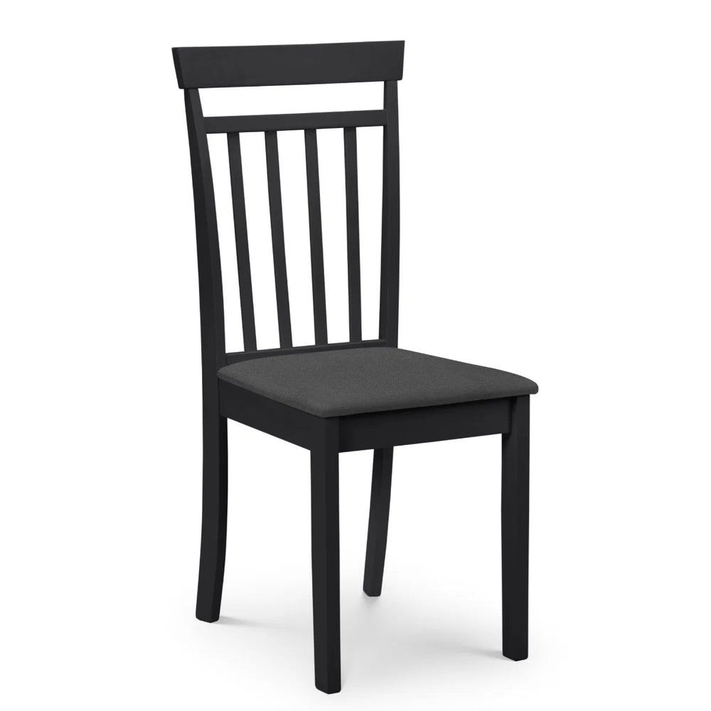 Julian Bowen Coast Set of 2 Black Wooden Dining Chairs with Padded Seats & High Back - Sleek Furniture