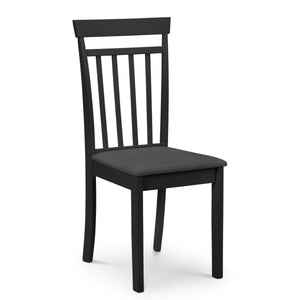 Julian Bowen Coast Set of 2 Black Wooden Dining Chairs with Padded Seats & High Back - Sleek Furniture