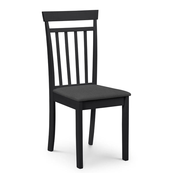 Julian Bowen Coast Set of 2 Black Wooden Dining Chairs with Padded Seats & High Back - Sleek Furniture