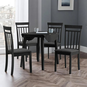 Julian Bowen Coast Set of 2 Black Wooden Dining Chairs with Padded Seats & High Back - Sleek Furniture