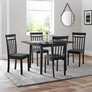 Julian Bowen Coast Set of 2 Black Wooden Dining Chairs with Padded Seats & High Back - Sleek Furniture