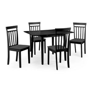 Julian Bowen Coast Set of 2 Black Wooden Dining Chairs with Padded Seats & High Back - Sleek Furniture