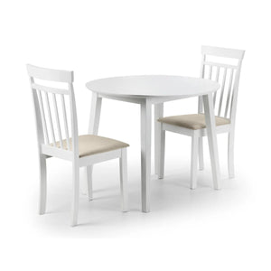 Julian Bowen Coast White Drop Leaf Round Dining Table – Space Saving Folding Wooden Table with White Lacquer Finish for Kitchens, Dining Rooms & Small Spaces - Sleek Furniture
